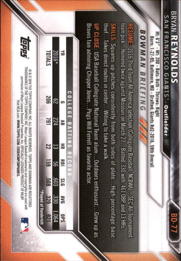 2016 Bowman Draft Baseball Singles #2-100 (Pick Your Cards) - Picture 121 of 157