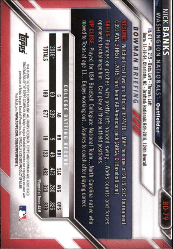 2016 Bowman Draft Baseball Singles #2-100 (Pick Your Cards) - Picture 125 of 157