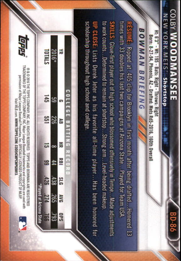 2016 Bowman Draft Baseball Singles #2-100 (Pick Your Cards) - Picture 135 of 157