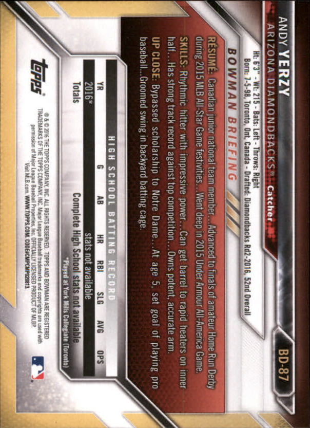 2016 Bowman Draft Baseball Singles #2-100 (Pick Your Cards) - Picture 137 of 157