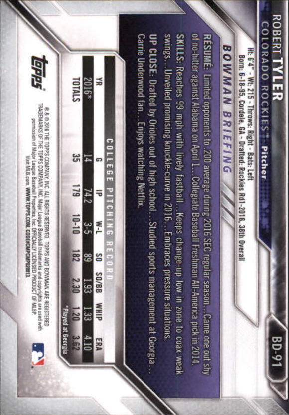 2016 Bowman Draft Baseball Singles #2-100 (Pick Your Cards) - Picture 141 of 157