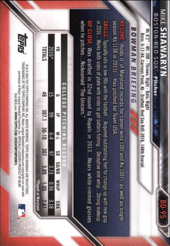 2016 Bowman Draft Baseball Singles #2-100 (Pick Your Cards) - Picture 147 of 157