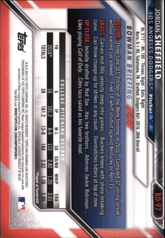 2016 Bowman Draft Baseball Singles #2-100 (Pick Your Cards) - Picture 151 of 157