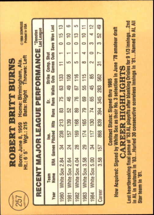 1985 Donruss Baseball Base Singles #256-510 (Pick Your Cards) - Picture 5 of 489