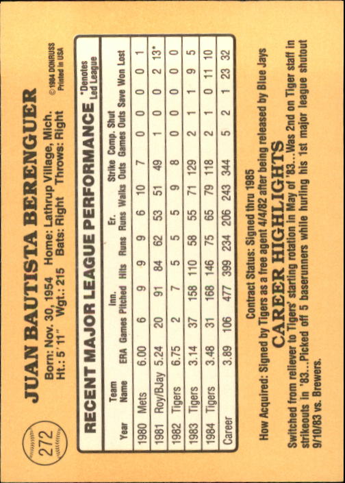 1985 Donruss Baseball Base Singles #256-510 (Pick Your Cards) - Picture 35 of 489