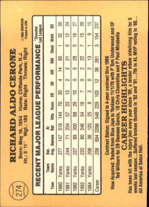 1985 Donruss Baseball Base Singles #256-510 (Pick Your Cards) - Picture 37 of 489