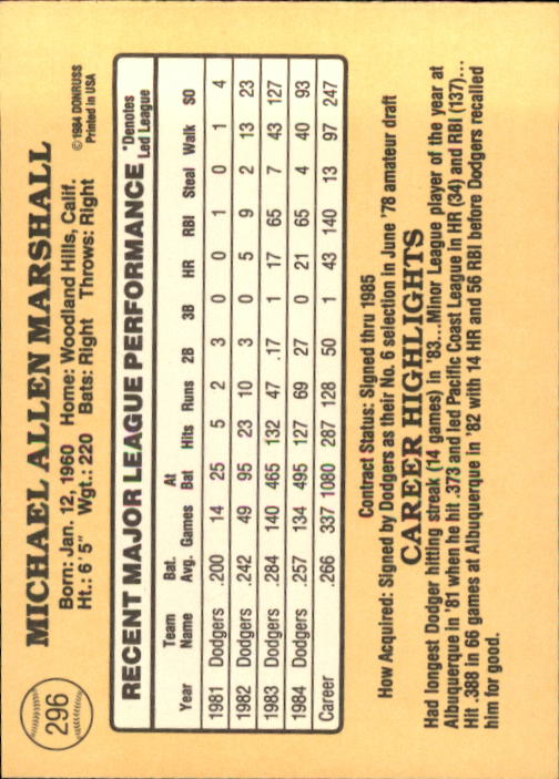 1985 Donruss Baseball Base Singles #256-510 (Pick Your Cards) - Picture 77 of 489