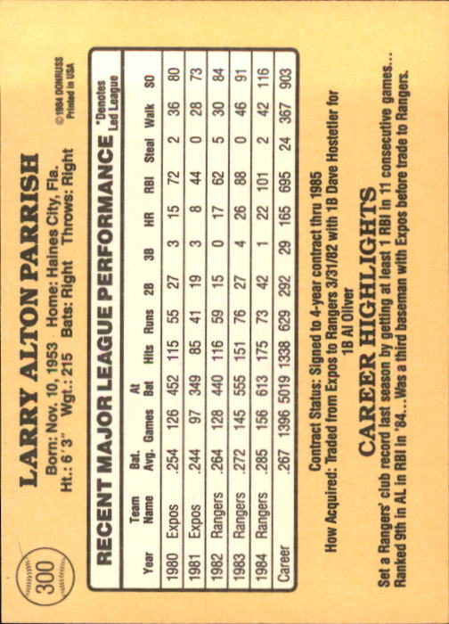 1985 Donruss Baseball Base Singles #256-510 (Pick Your Cards) - Picture 85 of 489
