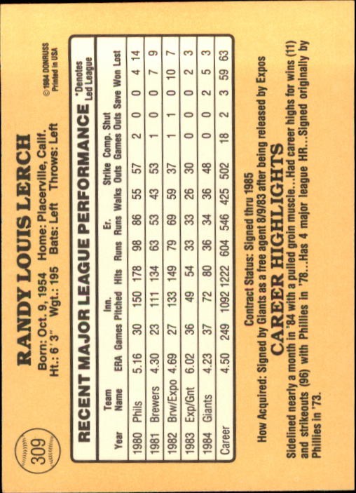 1985 Donruss Baseball Base Singles #256-510 (Pick Your Cards) - Picture 103 of 489