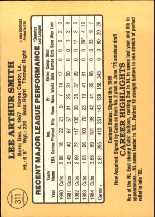 1985 Donruss Baseball Base Singles #256-510 (Pick Your Cards) - Picture 107 of 489