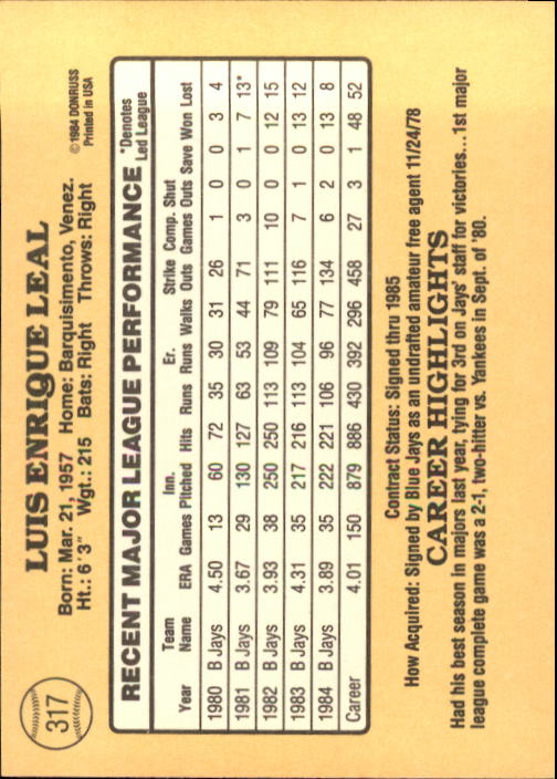 1985 Donruss Baseball Base Singles #256-510 (Pick Your Cards) - Picture 117 of 489