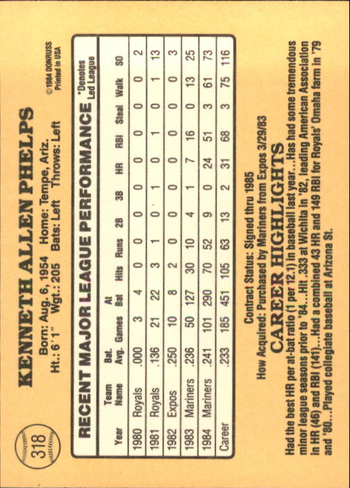 1985 Donruss Baseball Base Singles #256-510 (Pick Your Cards) - Picture 119 of 489