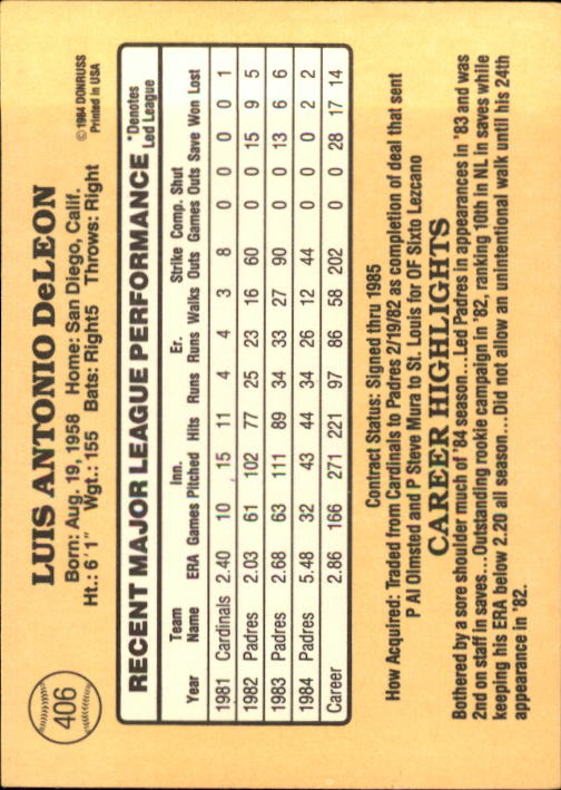 1985 Donruss Baseball Base Singles #256-510 (Pick Your Cards) - Picture 289 of 489