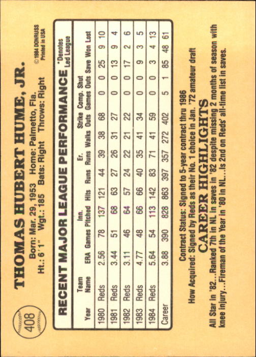 1985 Donruss Baseball Base Singles #256-510 (Pick Your Cards) - Picture 293 of 489