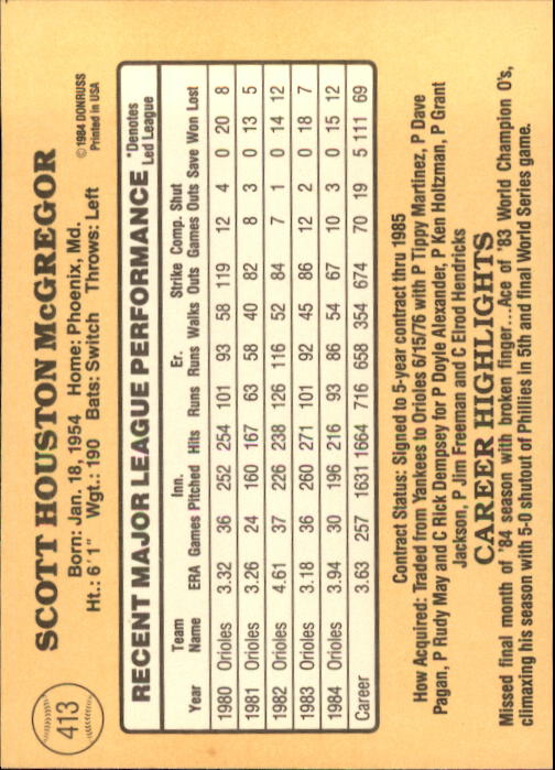 1985 Donruss Baseball Base Singles #256-510 (Pick Your Cards) - Picture 303 of 489