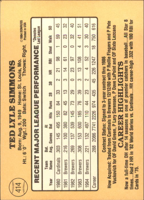 1985 Donruss Baseball Base Singles #256-510 (Pick Your Cards) - Picture 305 of 489
