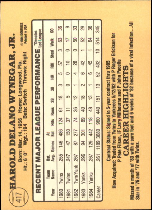 1985 Donruss Baseball Base Singles #256-510 (Pick Your Cards) - Picture 311 of 489
