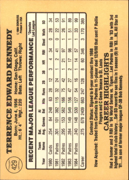 1985 Donruss Baseball Base Singles #256-510 (Pick Your Cards) - Picture 335 of 489