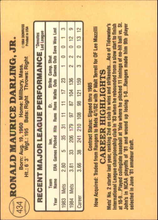 1985 Donruss Baseball Base Singles #256-510 (Pick Your Cards) - Picture 343 of 489