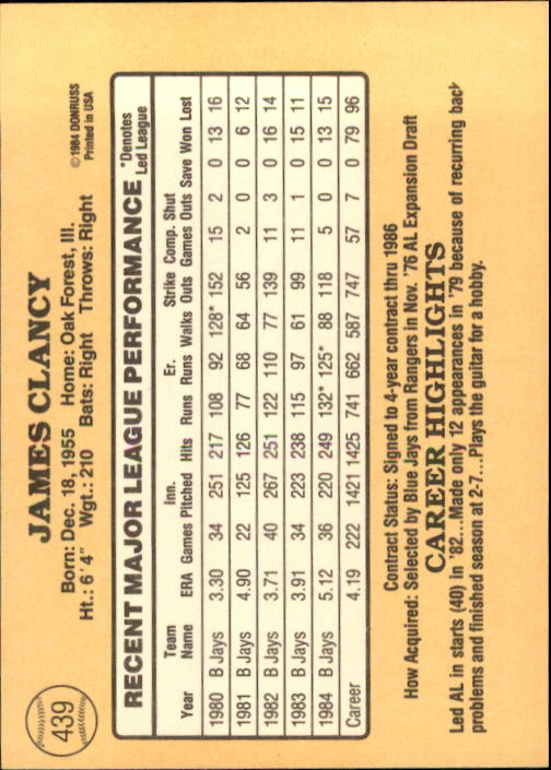 1985 Donruss Baseball Base Singles #256-510 (Pick Your Cards) - Picture 351 of 489