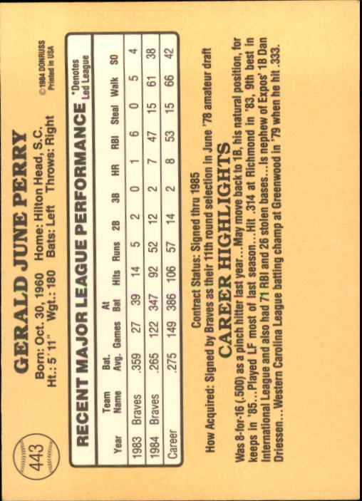 1985 Donruss Baseball Base Singles #256-510 (Pick Your Cards) - Picture 359 of 489
