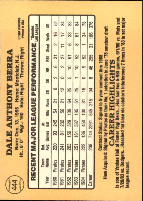 1985 Donruss Baseball Base Singles #256-510 (Pick Your Cards) - Picture 361 of 489