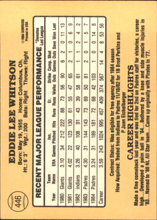 1985 Donruss Baseball Base Singles #256-510 (Pick Your Cards) - Picture 365 of 489