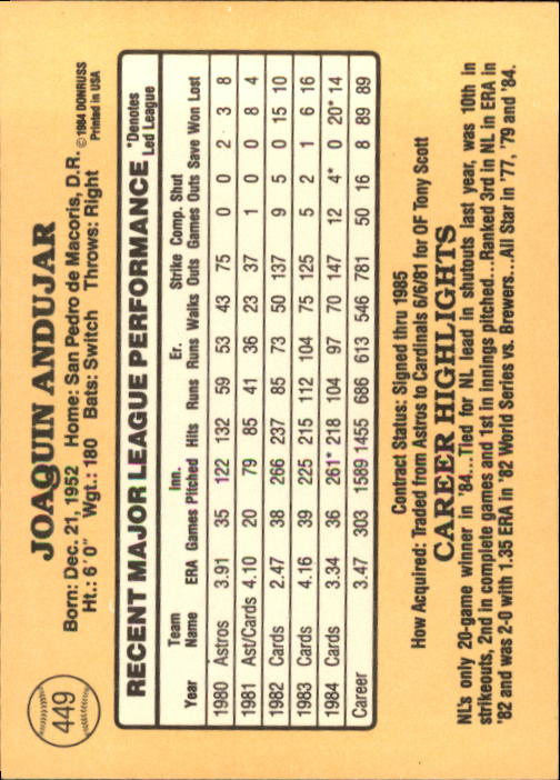 1985 Donruss Baseball Base Singles #256-510 (Pick Your Cards) - Picture 371 of 489