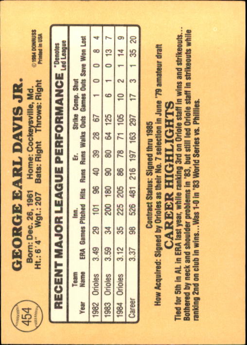 1985 Donruss Baseball Base Singles #256-510 (Pick Your Cards) - Picture 381 of 489