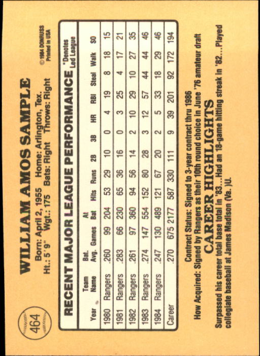 1985 Donruss Baseball Base Singles #256-510 (Pick Your Cards) - Picture 401 of 489