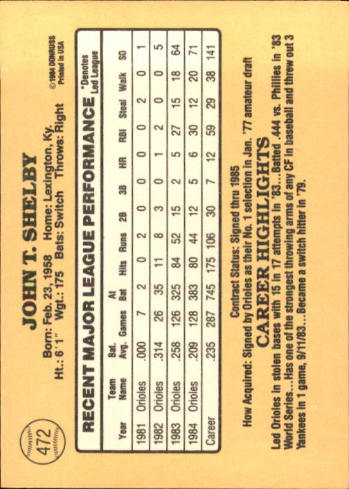 1985 Donruss Baseball Base Singles #256-510 (Pick Your Cards) - Picture 415 of 489