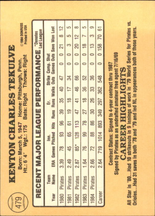 1985 Donruss Baseball Base Singles #256-510 (Pick Your Cards) - Picture 429 of 489