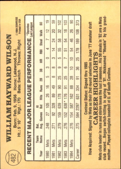 1985 Donruss Baseball Base Singles #256-510 (Pick Your Cards) - Picture 435 of 489