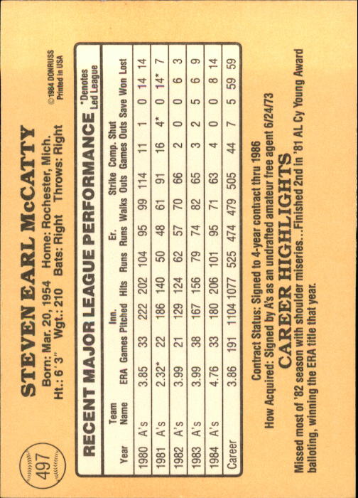 1985 Donruss Baseball Base Singles #256-510 (Pick Your Cards) - Picture 463 of 489