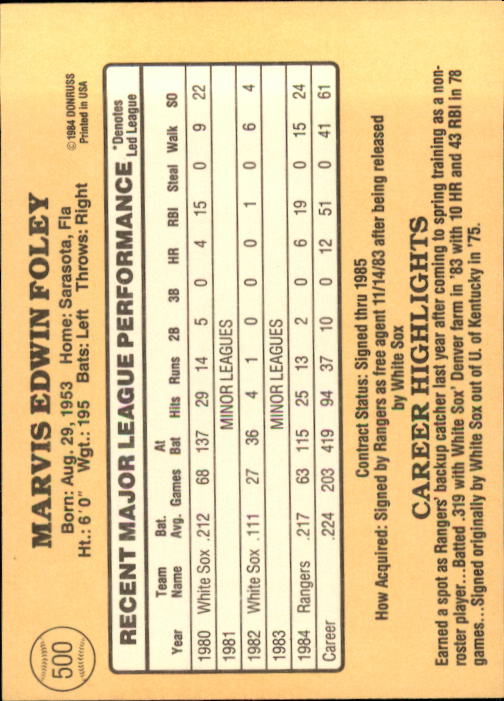 1985 Donruss Baseball Base Singles #256-510 (Pick Your Cards) - Picture 469 of 489