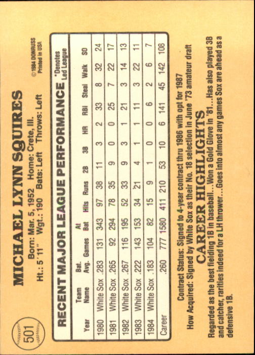 1985 Donruss Baseball Base Singles #256-510 (Pick Your Cards) - Picture 471 of 489
