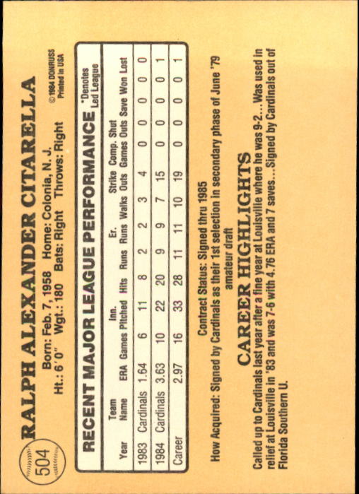 1985 Donruss Baseball Base Singles #256-510 (Pick Your Cards) - Picture 477 of 489