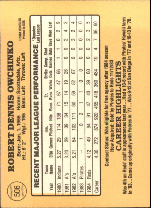 1985 Donruss Baseball Base Singles #256-510 (Pick Your Cards) - Picture 481 of 489