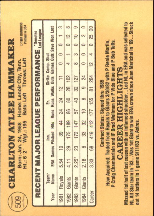 1985 Donruss Baseball Base Singles #256-510 (Pick Your Cards) - Picture 487 of 489