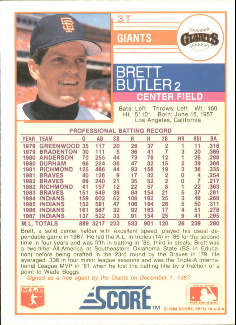 1988 Score Rookie/Traded Baseball Base Singles (Pick Your Cards) - Picture 5 of 187