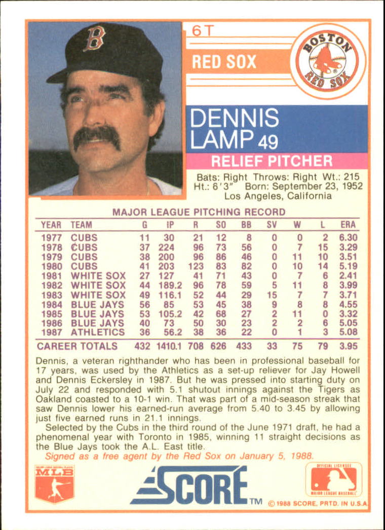 1988 Score Rookie/Traded Baseball Base Singles (Pick Your Cards) - Picture 11 of 187