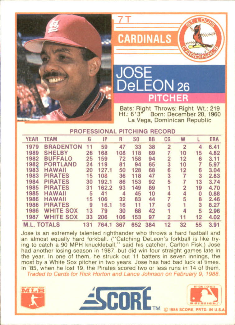 1988 Score Rookie/Traded Baseball Base Singles (Pick Your Cards) - Picture 13 of 187