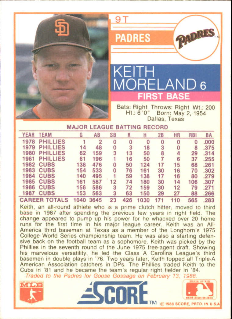 1988 Score Rookie/Traded Baseball Base Singles (Pick Your Cards) - Picture 17 of 187