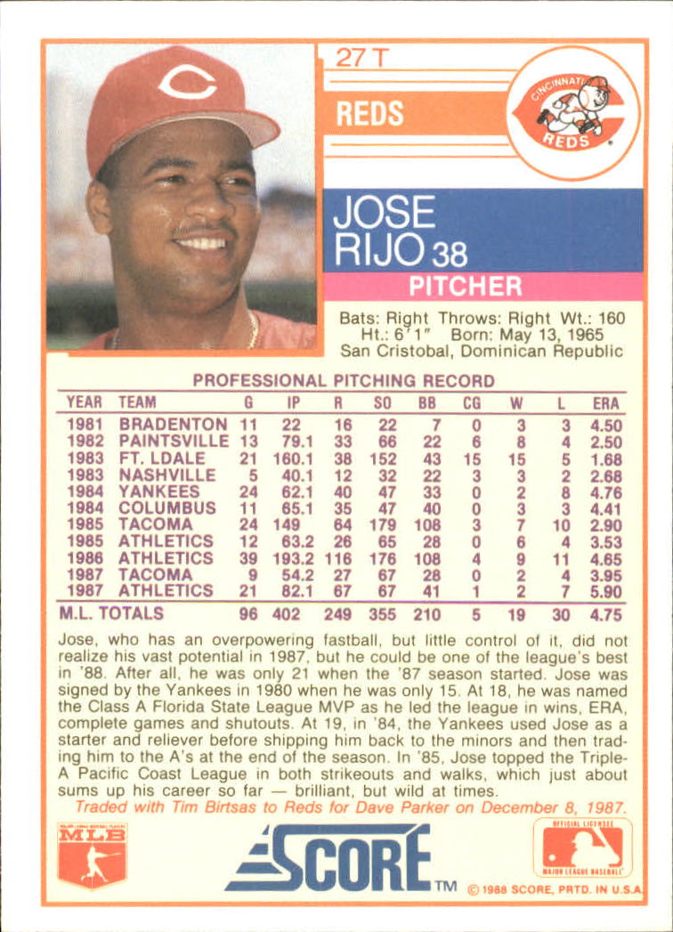 1988 Score Rookie/Traded Baseball Base Singles (Pick Your Cards) - Picture 45 of 187