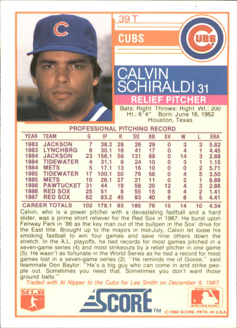 1988 Score Rookie/Traded Baseball Base Singles (Pick Your Cards) - Picture 67 of 187