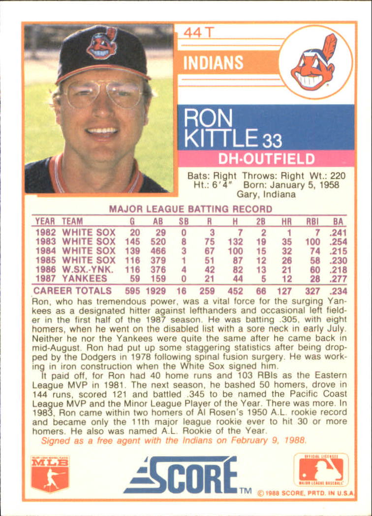 1988 Score Rookie/Traded Baseball Base Singles (Pick Your Cards) - Picture 77 of 187