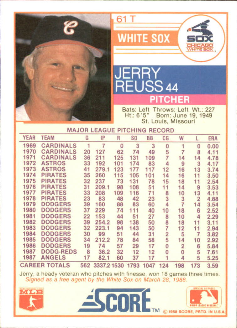 1988 Score Rookie/Traded Baseball Base Singles (Pick Your Cards) - Picture 111 of 187