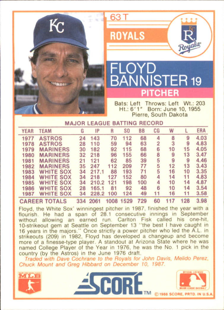 1988 Score Rookie/Traded Baseball Base Singles (Pick Your Cards) - Picture 115 of 187