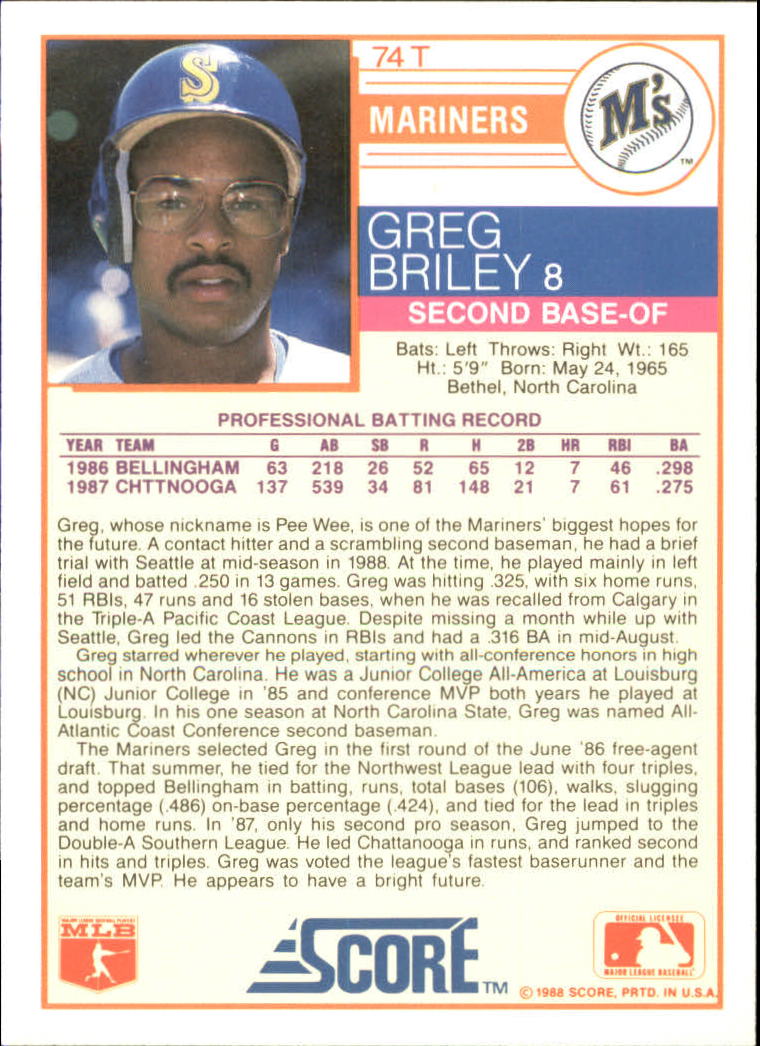 1988 Score Rookie/Traded Baseball Base Singles (Pick Your Cards) - Picture 131 of 187