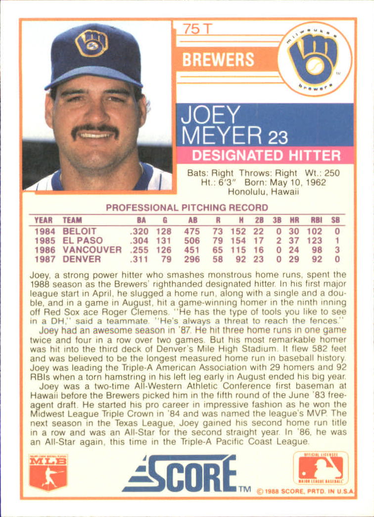 1988 Score Rookie/Traded Baseball Base Singles (Pick Your Cards) - Picture 133 of 187